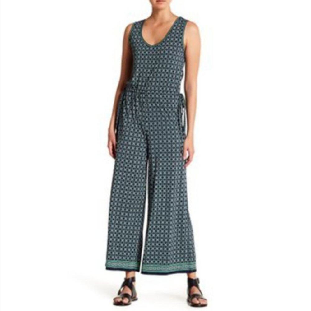 Max Studio Geometric Design Sleeveless Jumpsuit